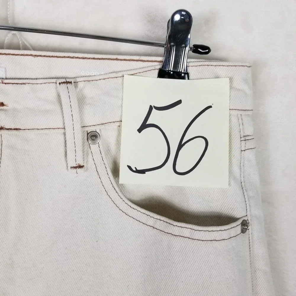 Good American Good Standard Straight Jeans Women 4/27 White Raw Hem Mid Rise